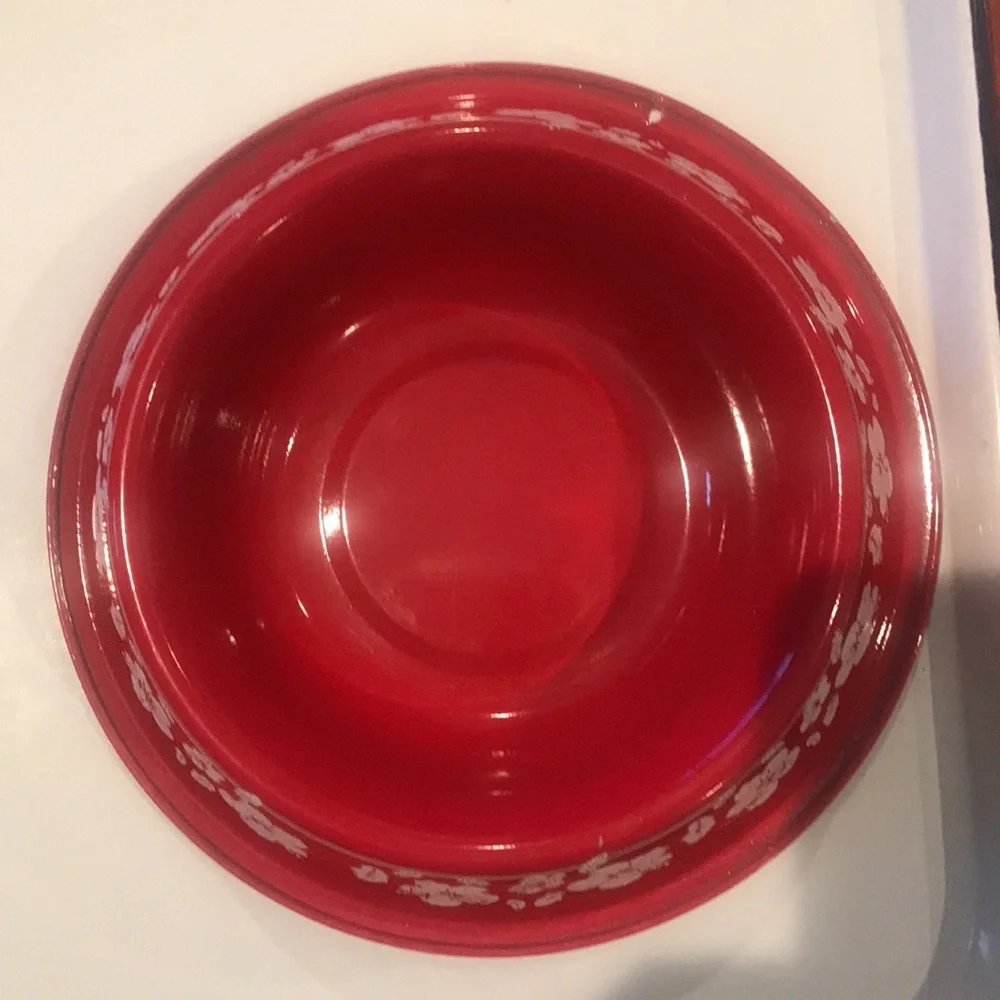 Pet Bowls Red and White Floral 2